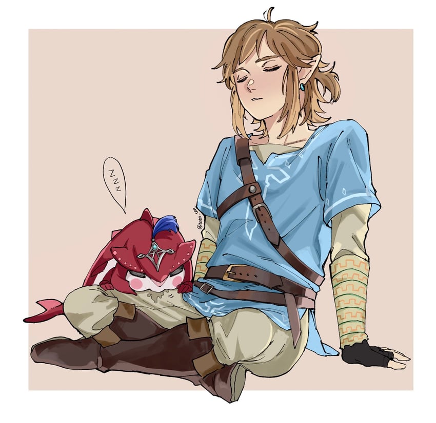 link and sidon (the legend of zelda and 1 more) drawn by teto_ten