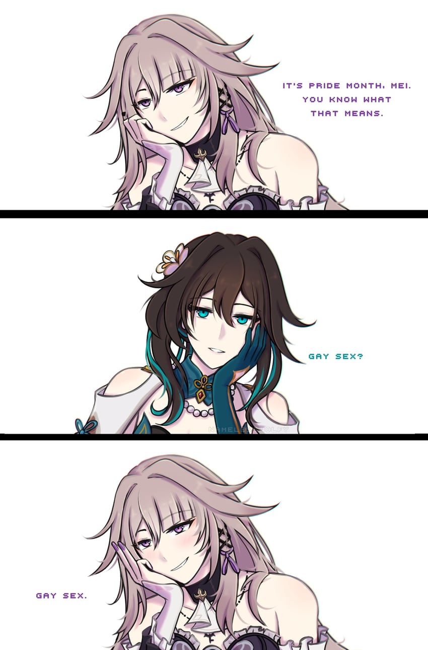 herta, the herta, and ruan mei (honkai and 1 more) drawn by namelesswolf