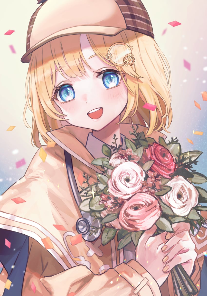 watson amelia (hololive and 1 more) drawn by naname_(7name)
