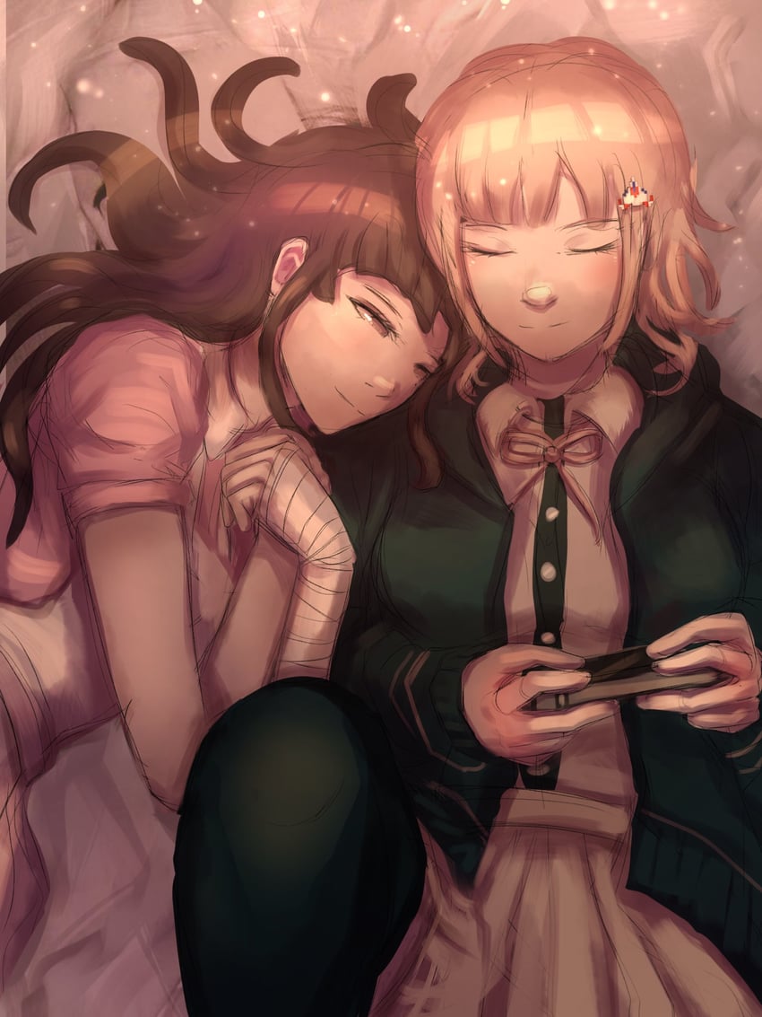 nanami chiaki and tsumiki mikan (danganronpa and 2 more) drawn by 1medichan1