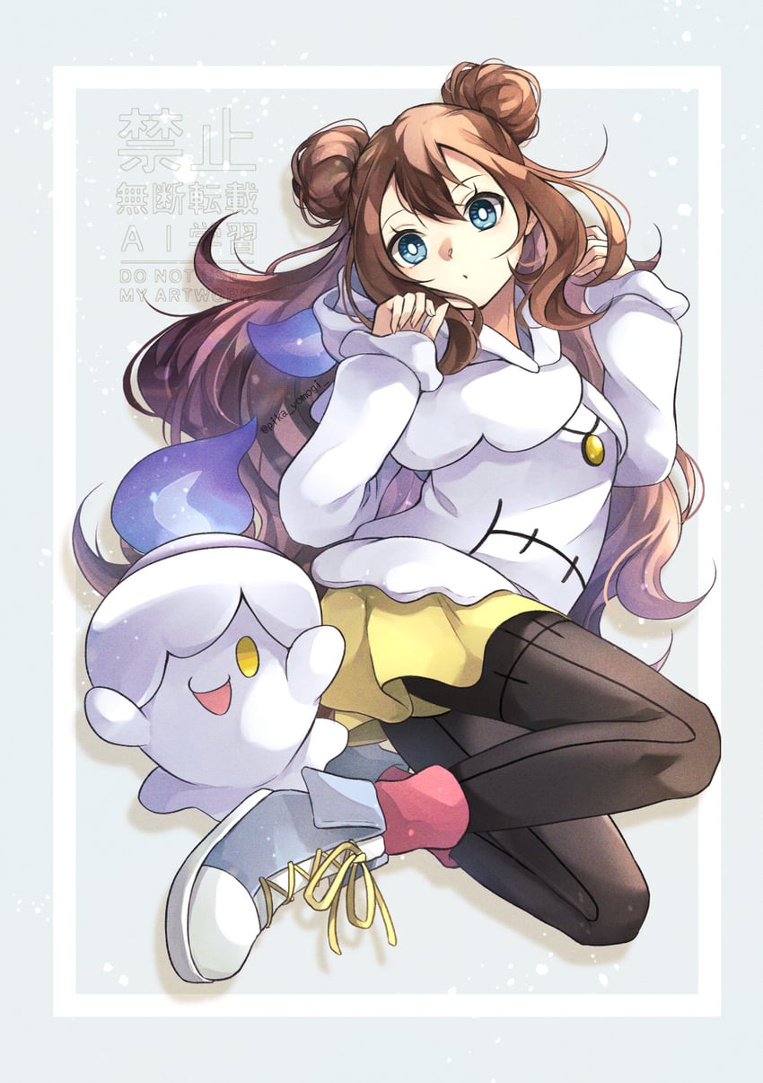 rosa and litwick (pokemon and 1 more) drawn by yomogi_(black-elf)