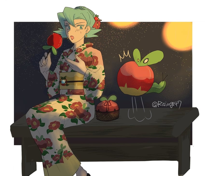applin and clair (pokemon and 1 more) drawn by rising147