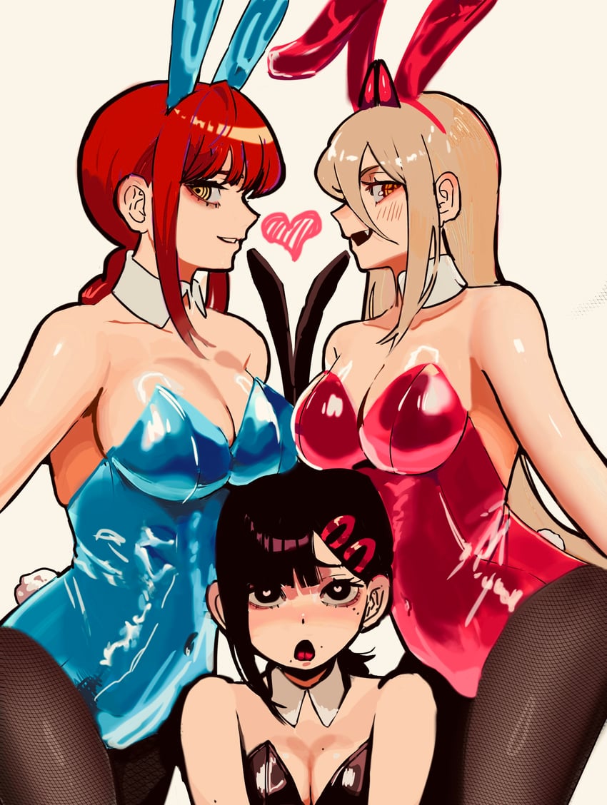 makima, power, and higashiyama kobeni (chainsaw man) drawn by ayanemio2717