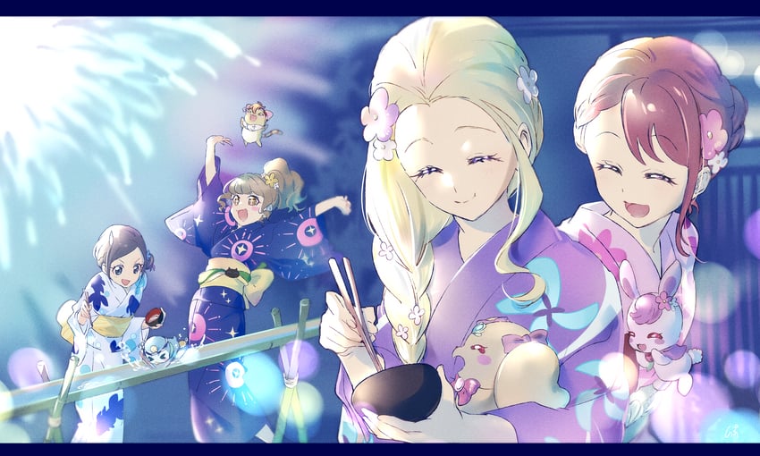 hanadera nodoka, hiramitsu hinata, sawaizumi chiyu, fuurin asumi, rabirin, and 3 more (precure and 1 more) drawn by shipu_(gassyumaron)