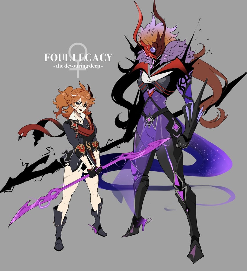 tartaglia and thottaglia (genshin impact) drawn by nyantcha