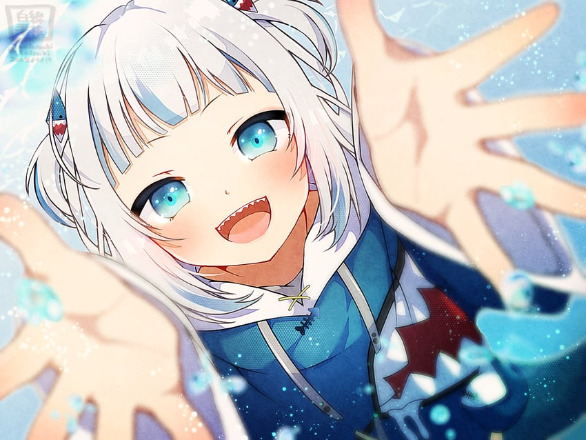 gawr gura (hololive and 1 more) drawn by satsuki_(pixiv_742410)