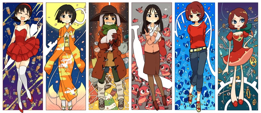kirigoe mima, paprika, maromi, fujiwara chiyoko, kon satoshi, and 3 more (perfect blue and 6 more) drawn by higashi_(azm)