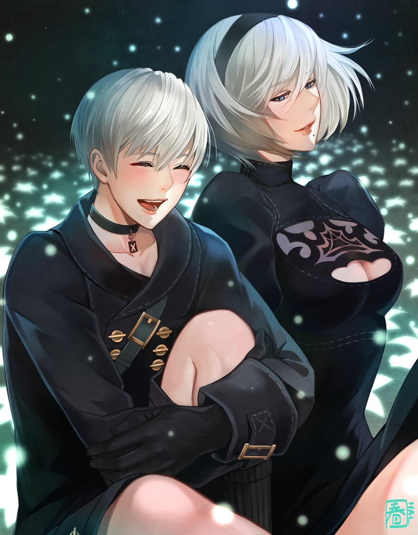 2b and 9s (nier and 1 more) drawn by halu-ca
