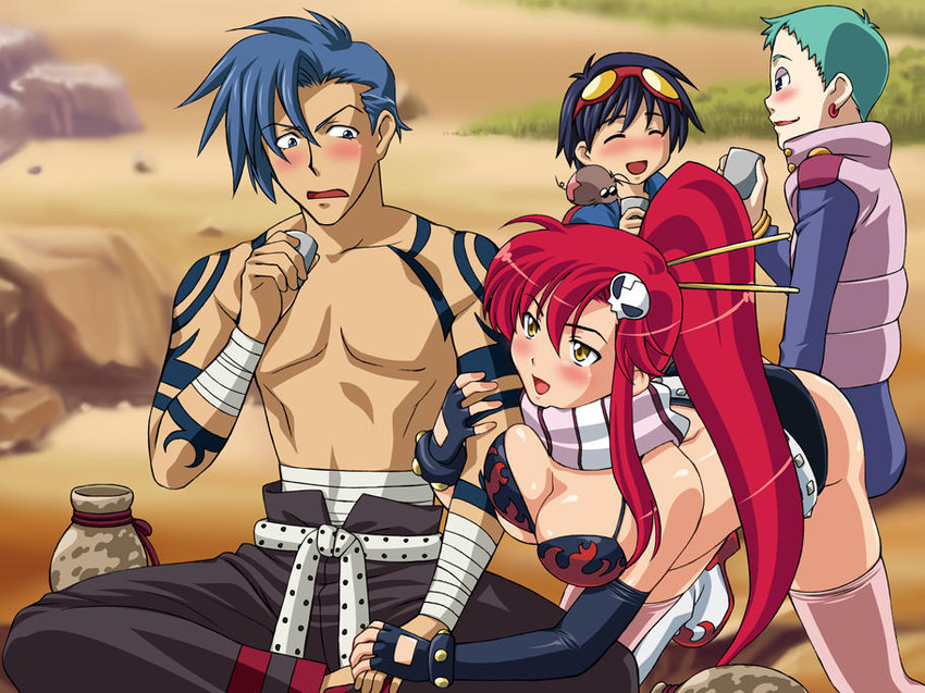 yoko littner, simon, kamina, and leeron littner (tengen toppa gurren lagann)