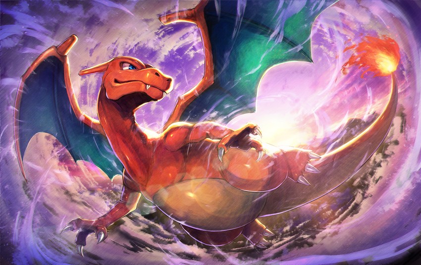 charizard (pokemon and 1 more) drawn by kuroi_susumu