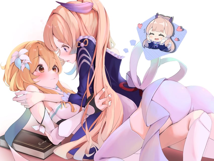 lumine and sangonomiya kokomi (genshin impact) drawn by awaawa_pokopoko