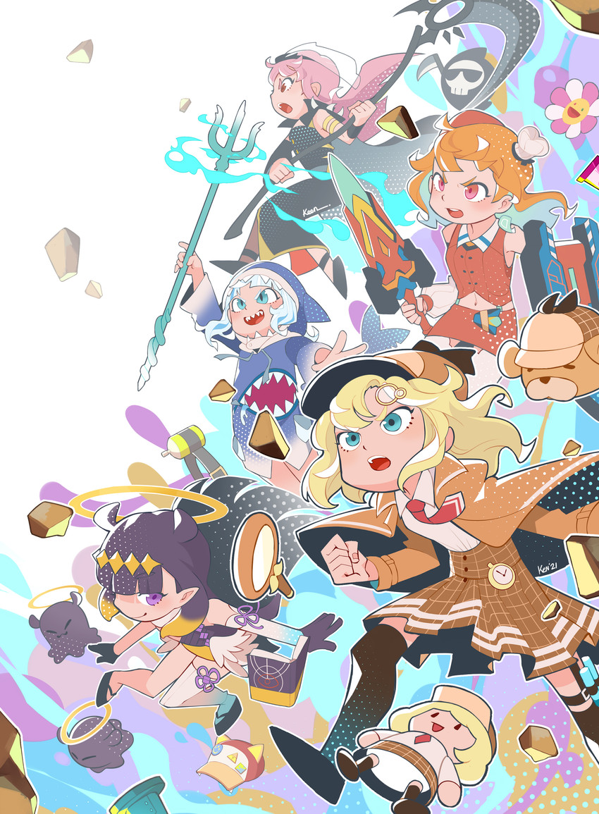 gawr gura, mori calliope, ninomae ina'nis, takanashi kiara, watson amelia, and 4 more (hololive and 1 more) drawn by keenbiscuit