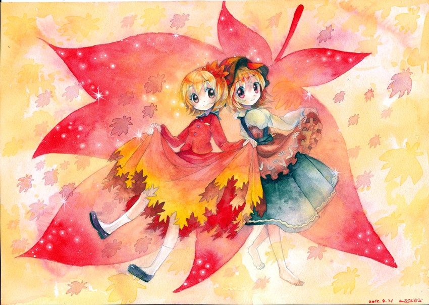 aki minoriko and aki shizuha (touhou) drawn by mosho