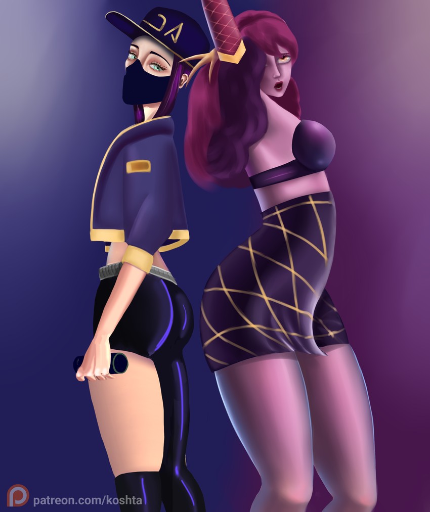akali, evelynn, k/da akali, and k/da evelynn (league of legends) drawn by koshta