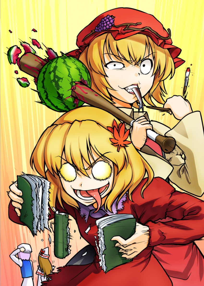 aki minoriko, aki shizuha, letty whiterock, and lily white (touhou) drawn by ebizome