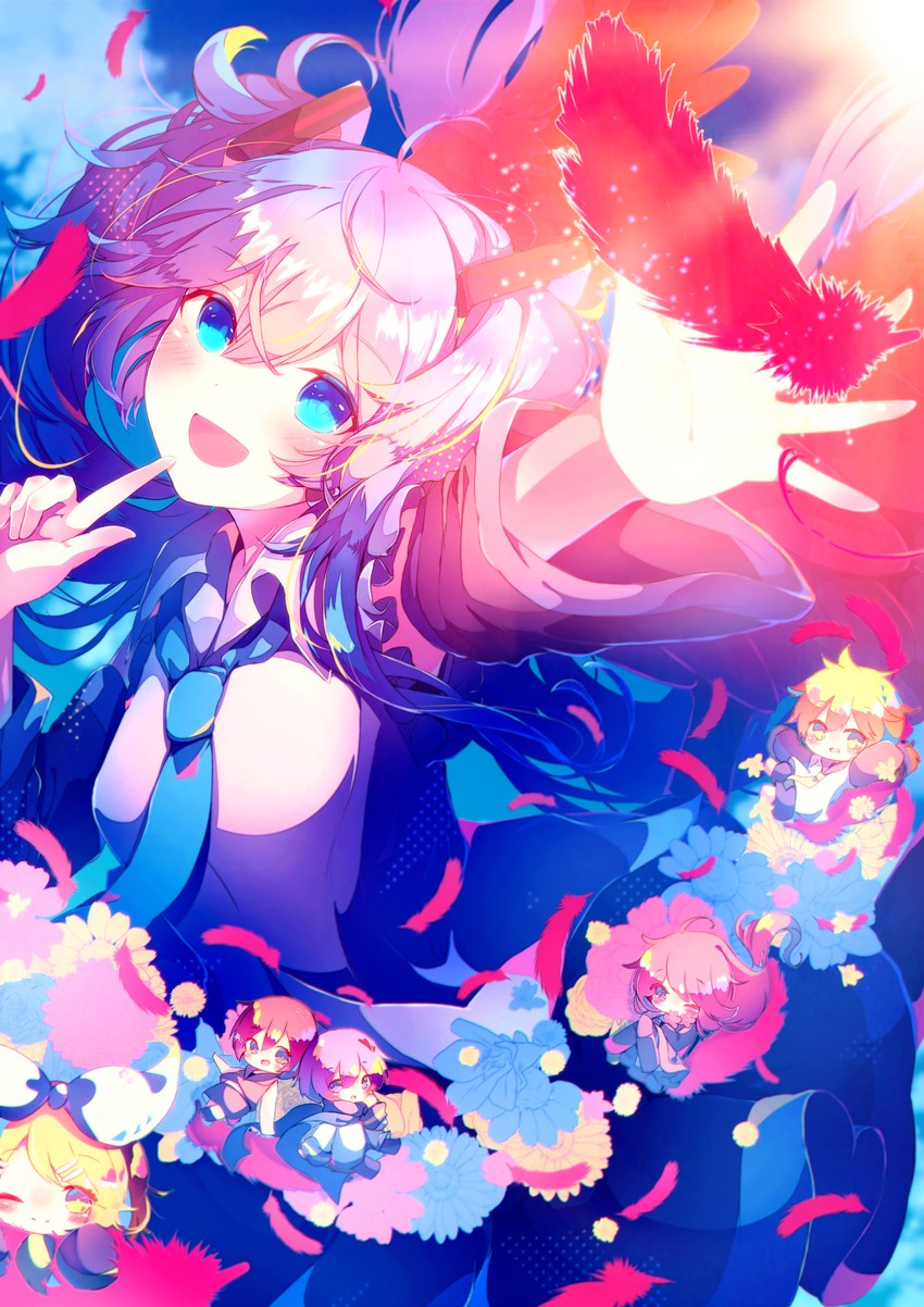 hatsune miku, kagamine rin, kagamine len, megurine luka, kaito, and 1 more (vocaloid) drawn by fuyuzuki_gato
