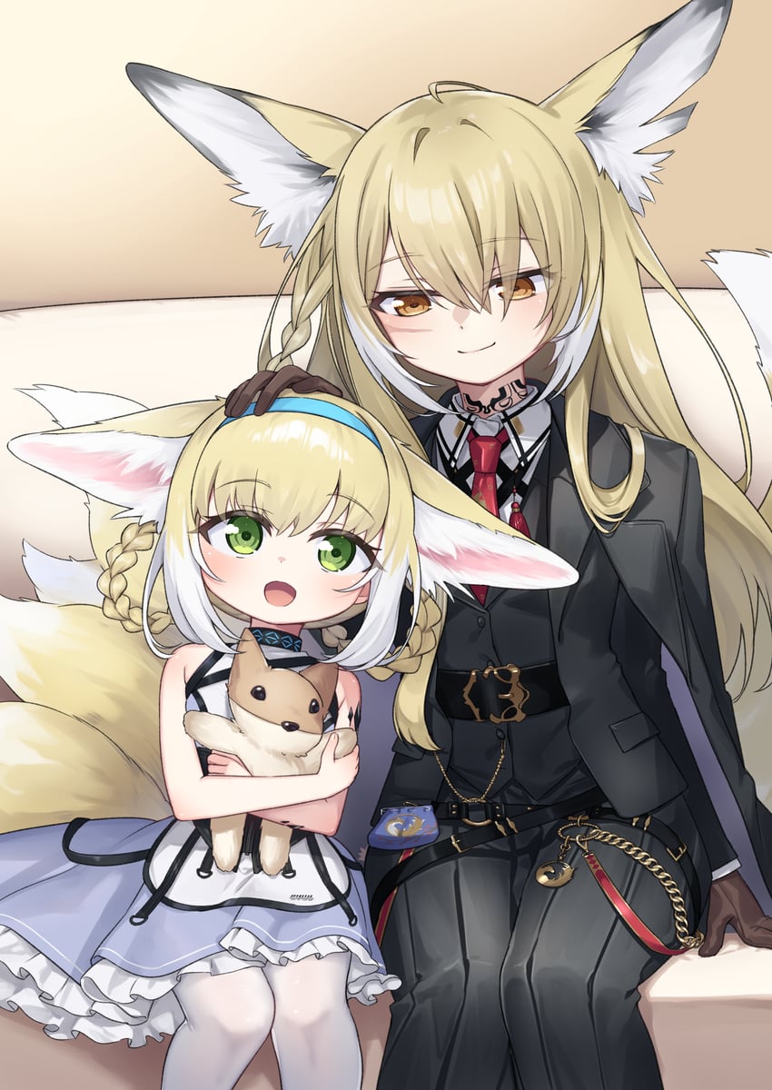 suzuran and vulpisfoglia (arknights) drawn by kokone_(coconeeeco)