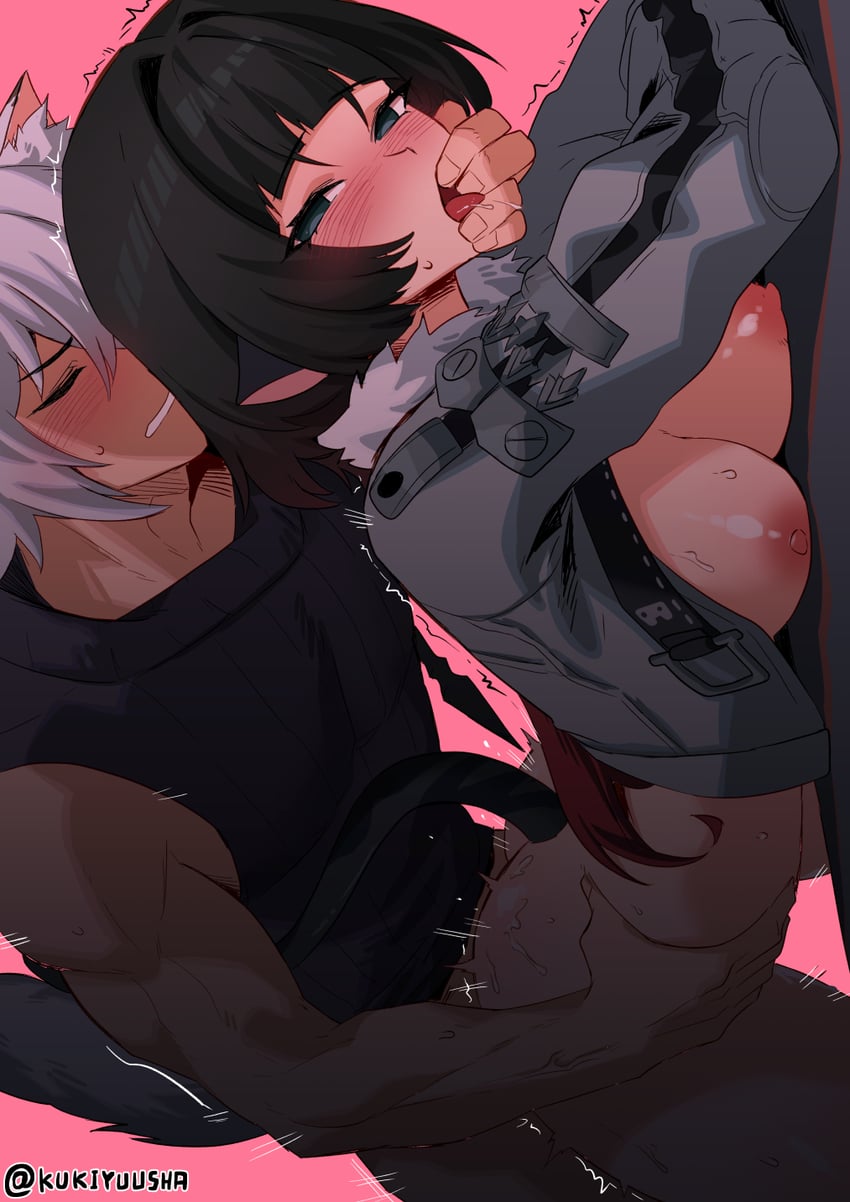 jane doe and seth lowell (zenless zone zero) drawn by kukiyuusha