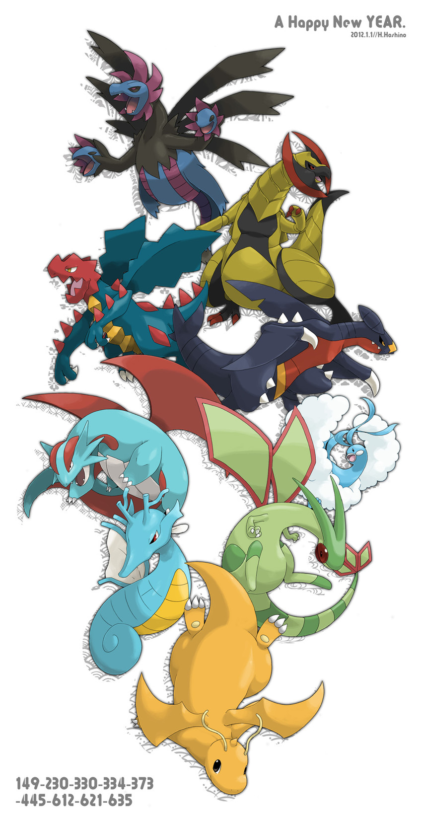 garchomp, altaria, dragonite, flygon, hydreigon, and 4 more (pokemon) drawn by ditb