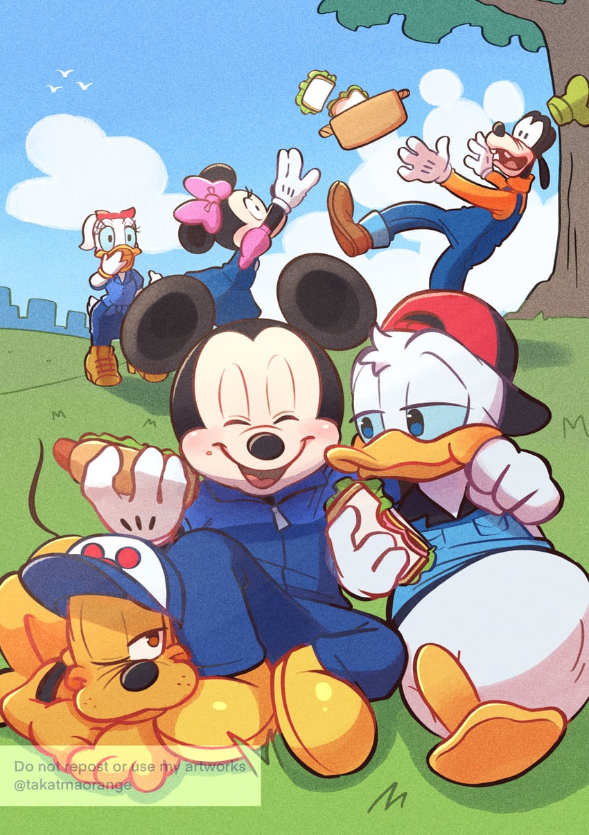 mickey mouse, minnie mouse, donald duck, daisy duck, goofy, and 1 more (mickey mouse & friends) drawn by takatmaorange
