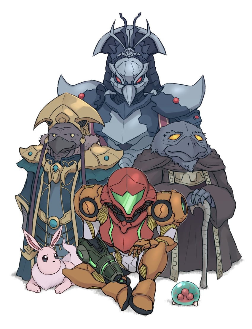 samus aran, metroid, raven beak, chozo, old bird, and 1 more (metroid and 1 more) drawn by wakaba_(wata_ridley)