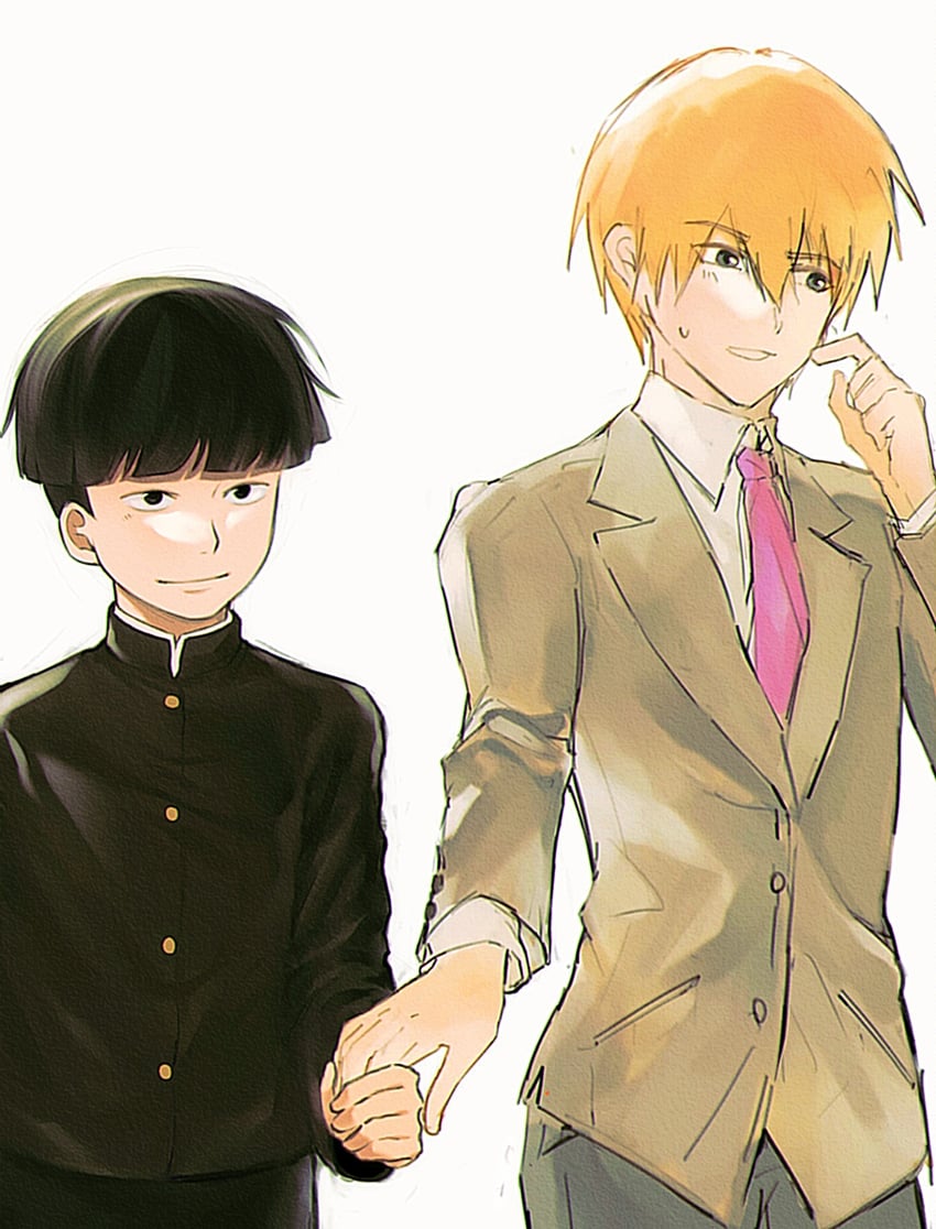 kageyama shigeo and reigen arataka (mob psycho 100) drawn by brener