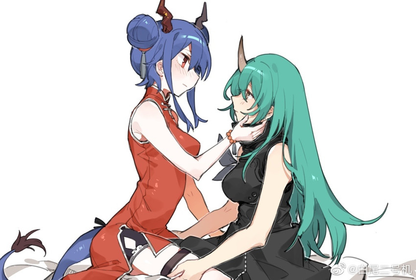 hoshiguma and ch'en (arknights) drawn by baiwei_er_hao_ji