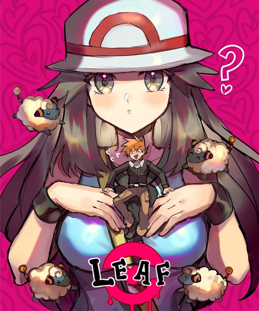 blue oak, leaf, and mareep (pokemon and 3 more) drawn by kash-phia