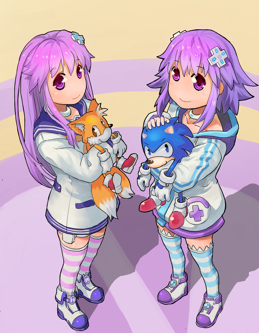 sonic the hedgehog, neptune, nepgear, and tails (sonic and 3 more) drawn by segamark