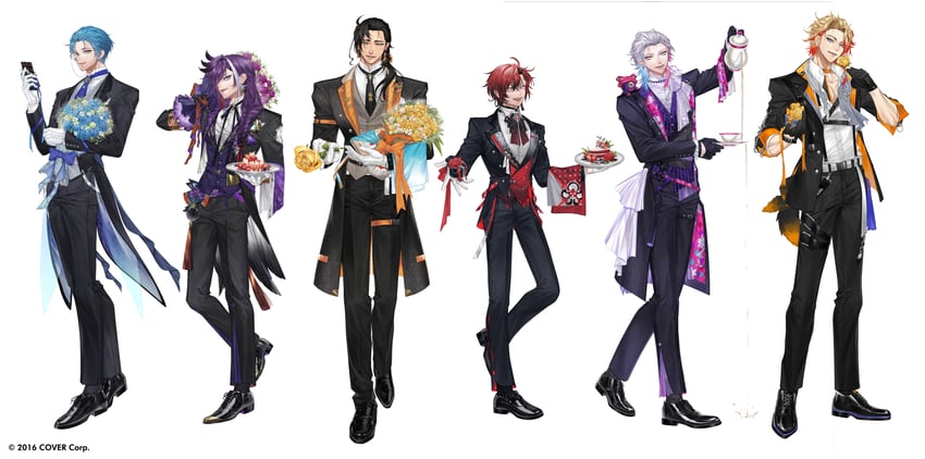 gavis bettel, machina x flayon, regis altare, axel syrios, banzoin hakka, and 2 more (holostars and 1 more) drawn by xiayou1104