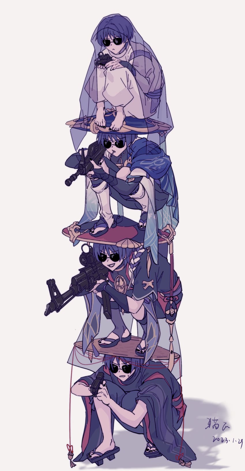 scaramouche and wanderer (genshin impact and 1 more) drawn by maoni_oo