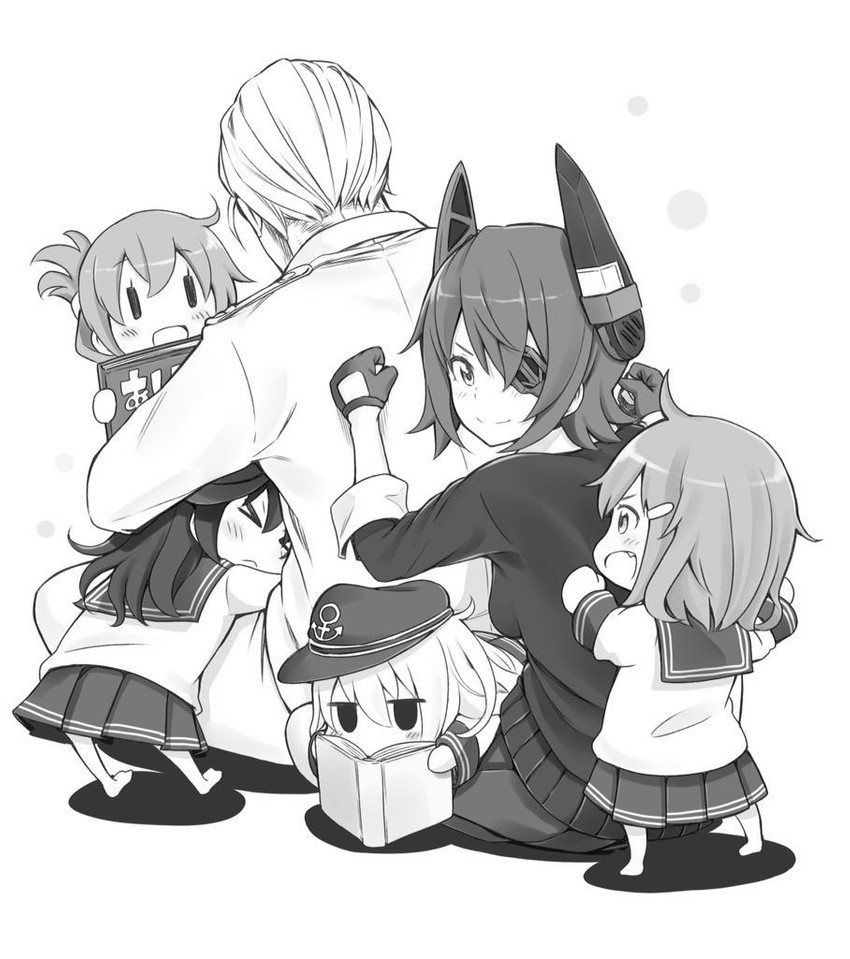 admiral, hibiki, inazuma, tenryuu, ikazuchi, and 1 more (kantai collection) drawn by soborou