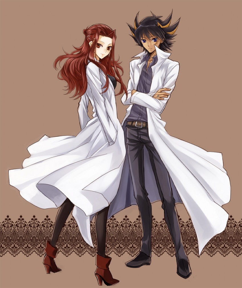 fudo yusei and izayoi aki (yu-gi-oh! and 1 more) drawn by nanamura