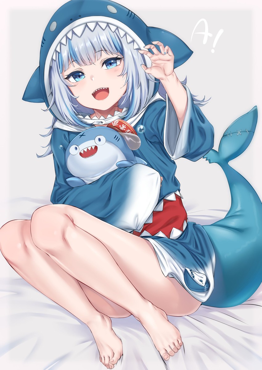gawr gura and bloop (hololive and 1 more) drawn by moisture_(chichi)