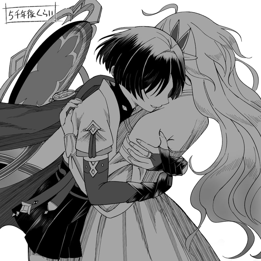 scaramouche, nahida, and wanderer (genshin impact) drawn by caramelo_game