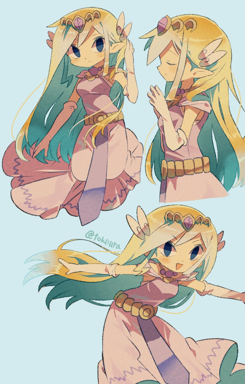 princess zelda and toon zelda (the legend of zelda and 2 more) drawn by tokuura