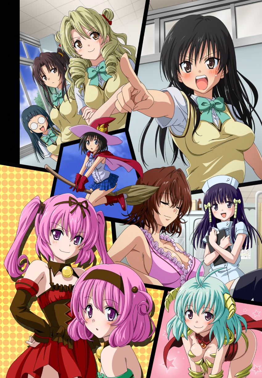 momo velia deviluke, kotegawa yui, nana asta deviluke, run elsie jewelria, mikado ryouko, and 5 more (to love-ru) drawn by toshi_(anime_coloring)