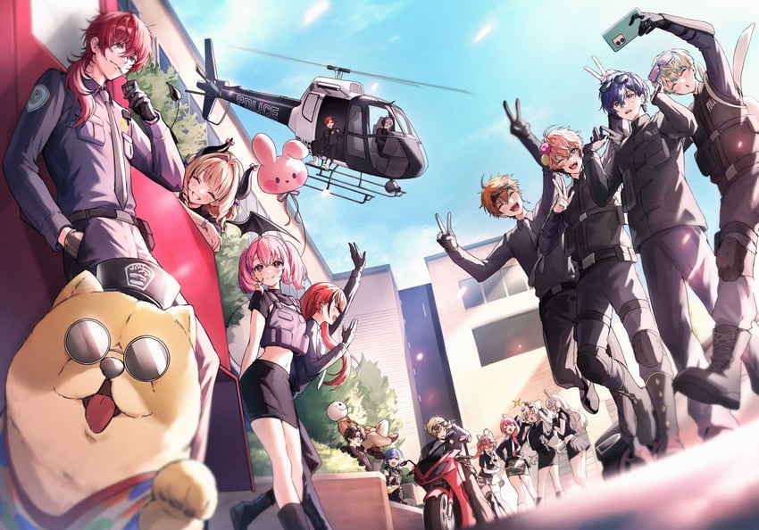 makaino ririmu, sasaki saku, lain paterson, shu yamino, kuramochi meruto, and 13 more (nijisanji and 5 more) drawn by tone_haruma