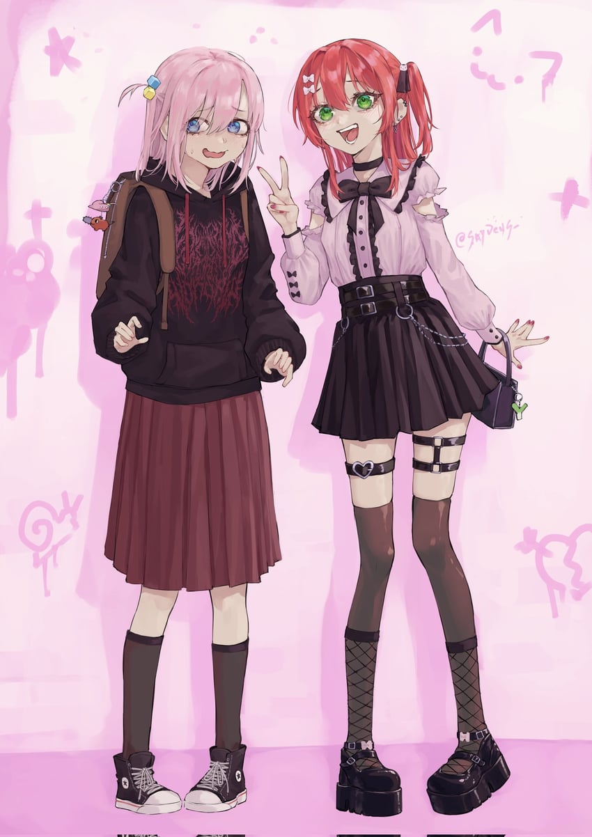 gotoh hitori, kita ikuyo, and pochita (bocchi the rock!) drawn by saydens