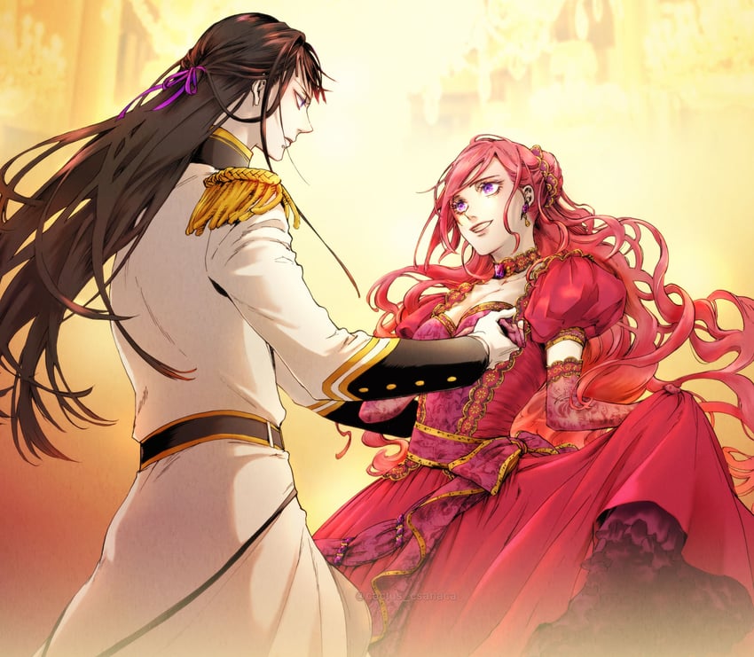 pride royal ivy and harrison dirk (higeki no genkyou tonaru saikyou gedou last boss joou wa tami no tame ni tsukushimasu) drawn by csanaca