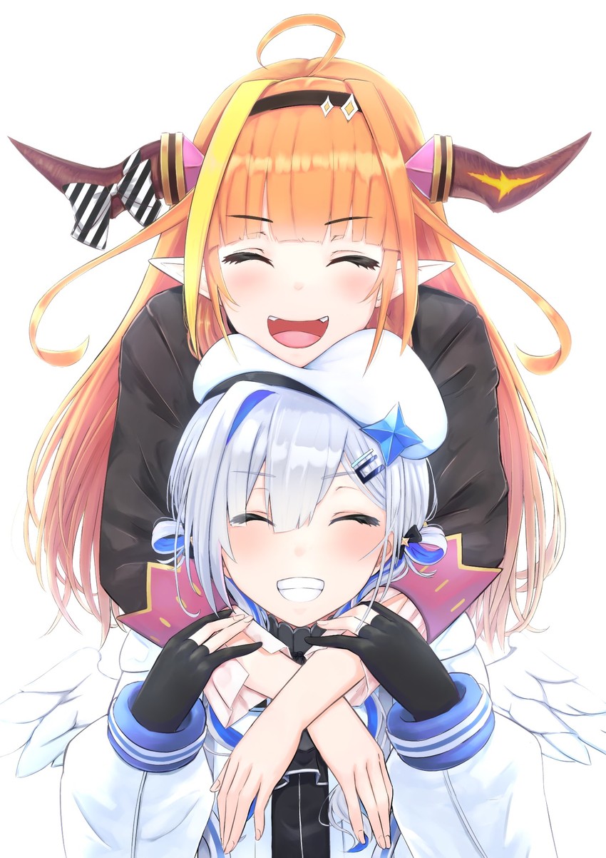 amane kanata and kiryu coco (hololive) drawn by izu_(tea_value_lord)
