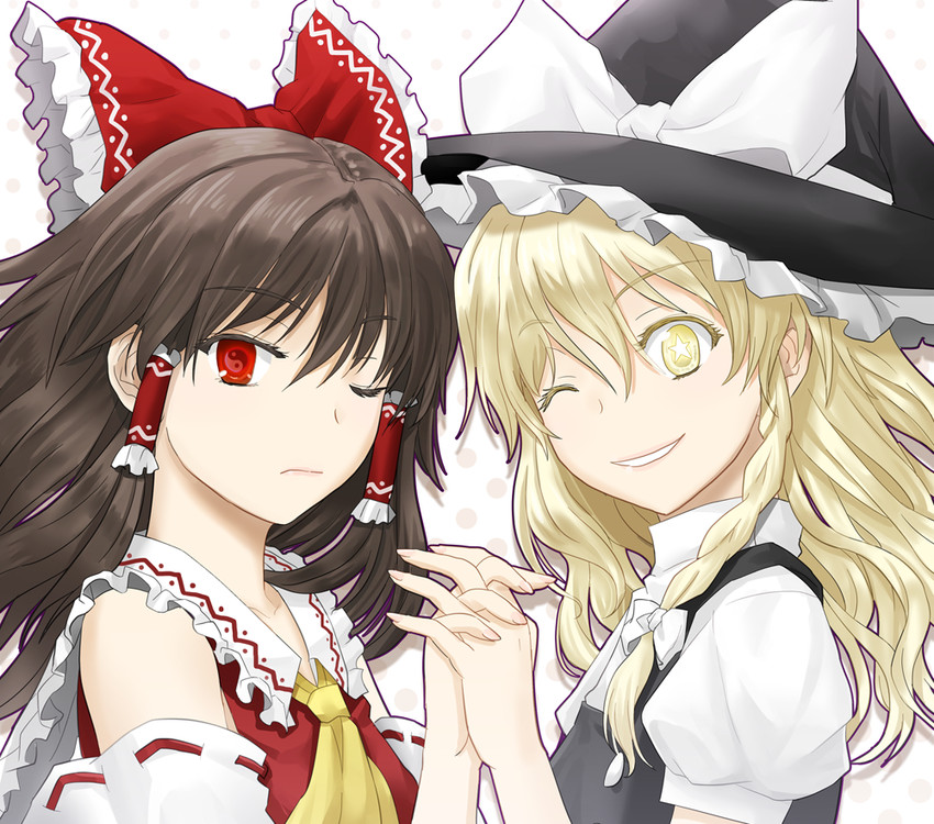 hakurei reimu and kirisame marisa (touhou) drawn by sumeragi_seisuke