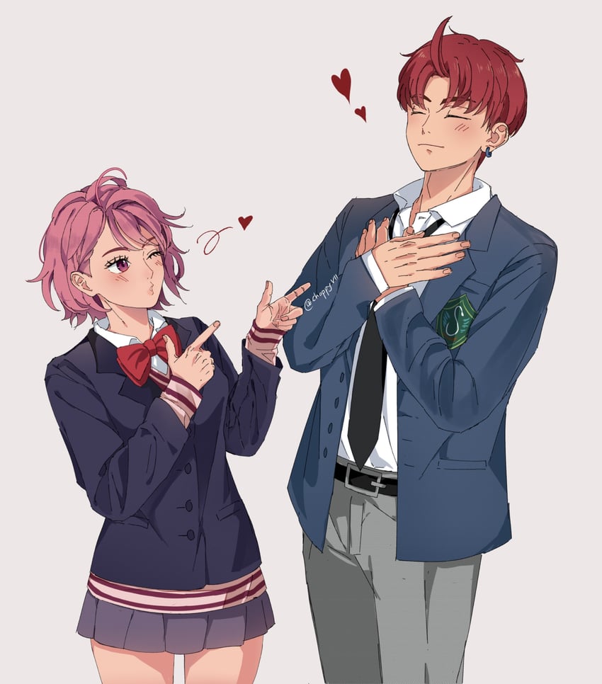 shiratori aira and enjoji jin (dandadan) drawn by chappyvii