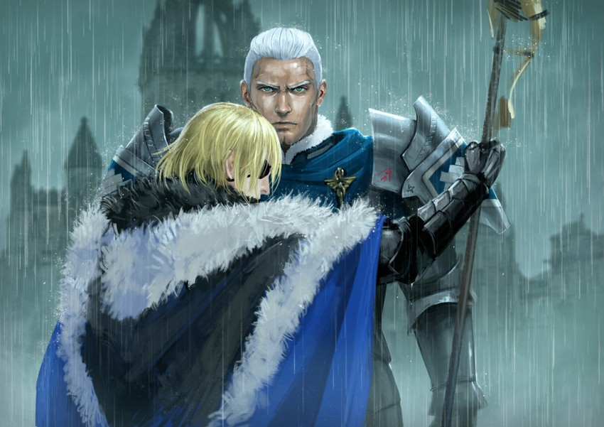 dimitri alexandre blaiddyd and dedue molinaro (fire emblem and 1 more) drawn by soeda_ippei