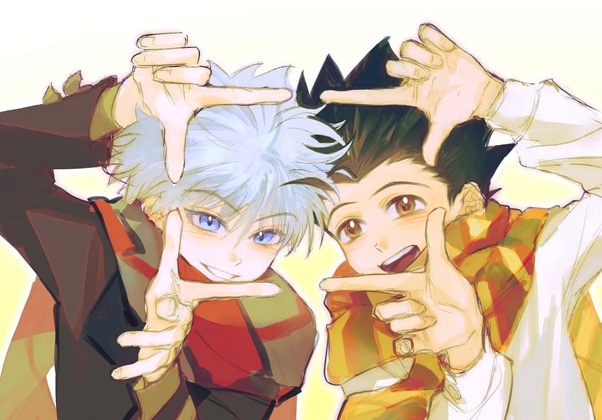 killua zoldyck and gon freecss (hunter x hunter) drawn by gelb