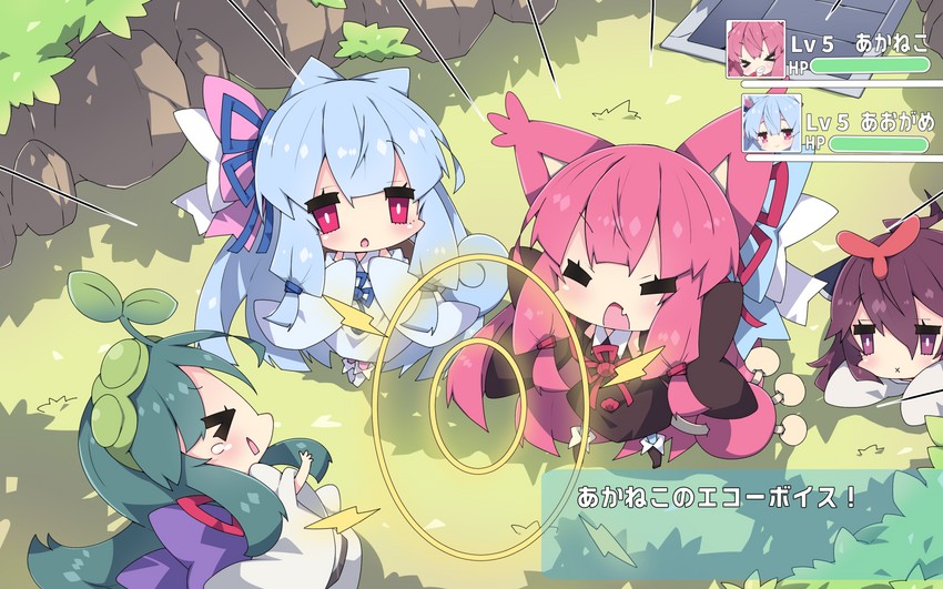 touhoku kiritan, kotonoha akane, kotonoha aoi, and touhoku zunko (pokemon and 1 more) drawn by milkpanda