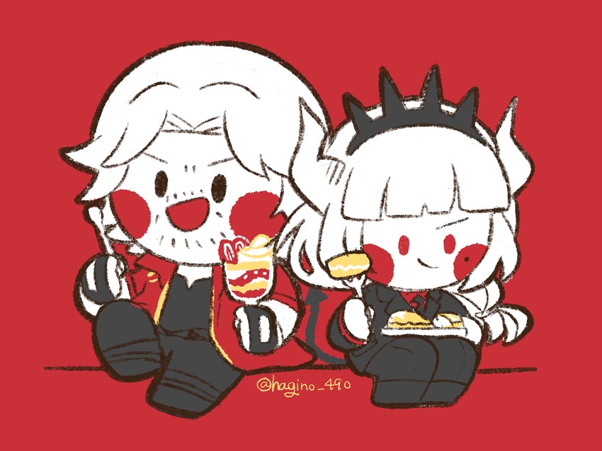 dante and lucifer (helltaker and 1 more) drawn by hagino_490