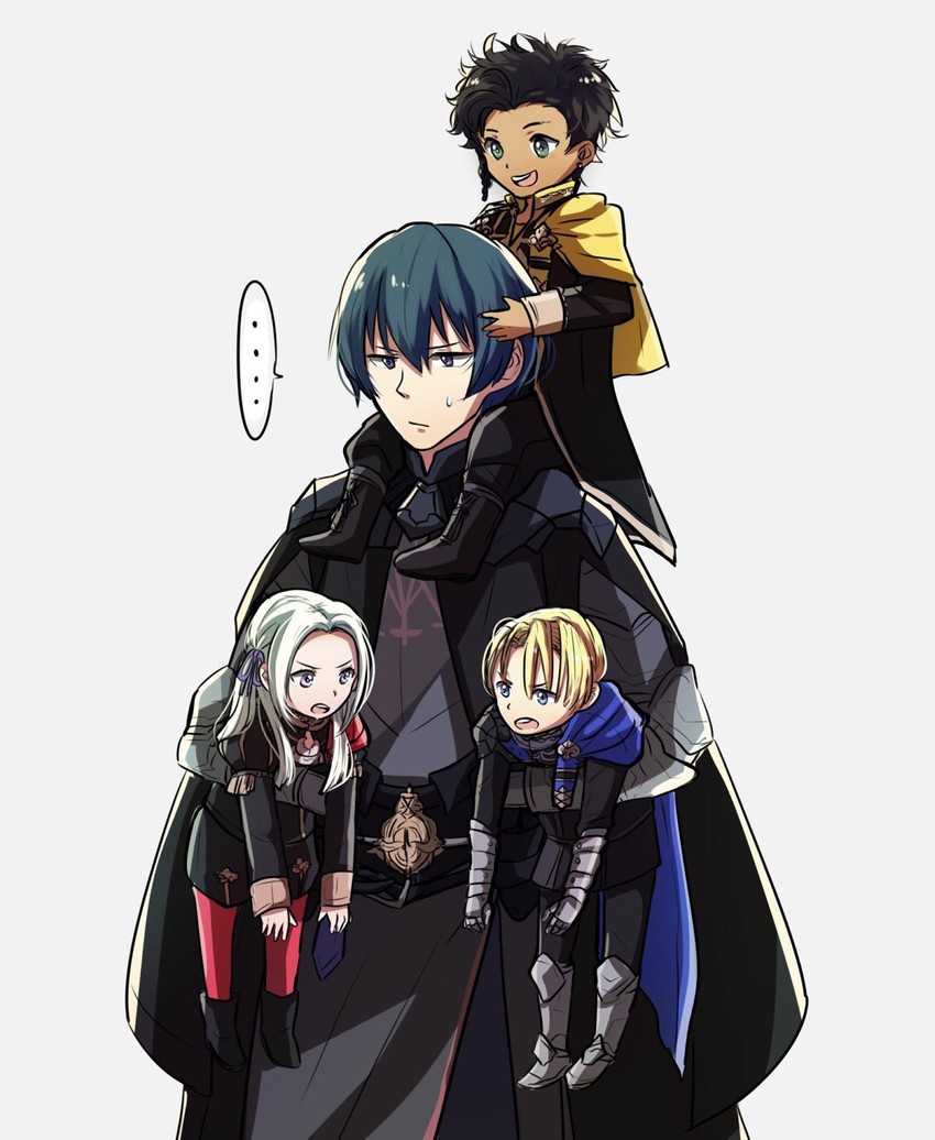 edelgard von hresvelg, dimitri alexandre blaiddyd, male byleth, and claude von riegan (fire emblem and 1 more) drawn by ikeimen