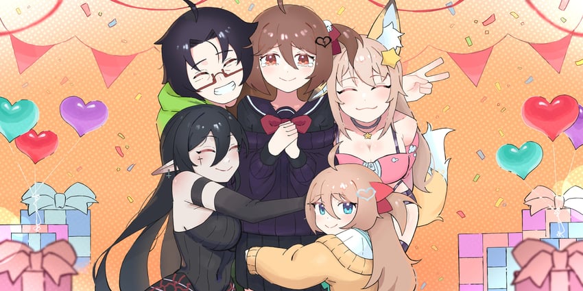 neuro-sama, evil neuro-sama, annytf, vedal987, and layna lazar (indie virtual youtuber and 1 more) drawn by mr._fish