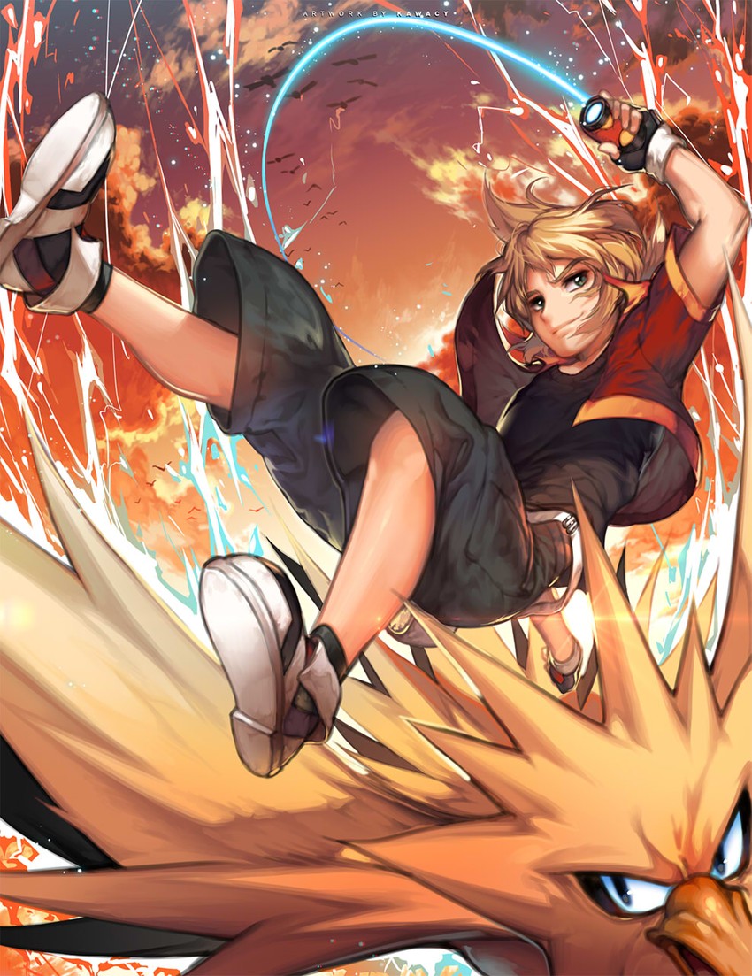 wingull, zapdos, and jack walker (pokemon and 3 more) drawn by kawacy